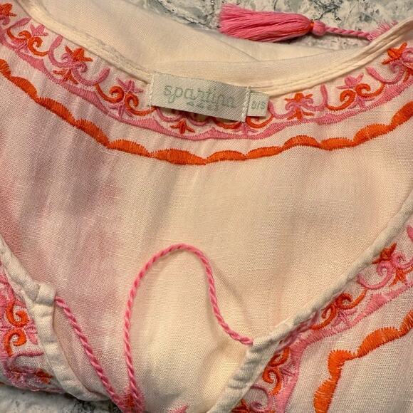 Spartina 449 Swimsuit Cover Up White Embroidered Fringe Lightweight One Size-EUC - Picture 8 of 13